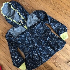 Matilda Jane girls zip jacket size 8 hooded navy flowers